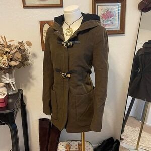 Zara‎ Woman Toggle Coat Brown Minimalist Preppy Chic